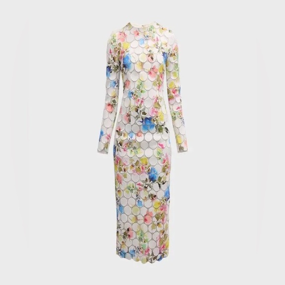 Monique Lhuillier Dresses & Skirts - MONIQUE LHUILLIER 
Floral-Print Lace Midi Dress
MSRP $2,995 usd